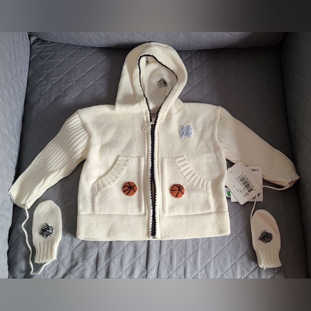 North Carolina Tarheels Baby Sweater & Mittens